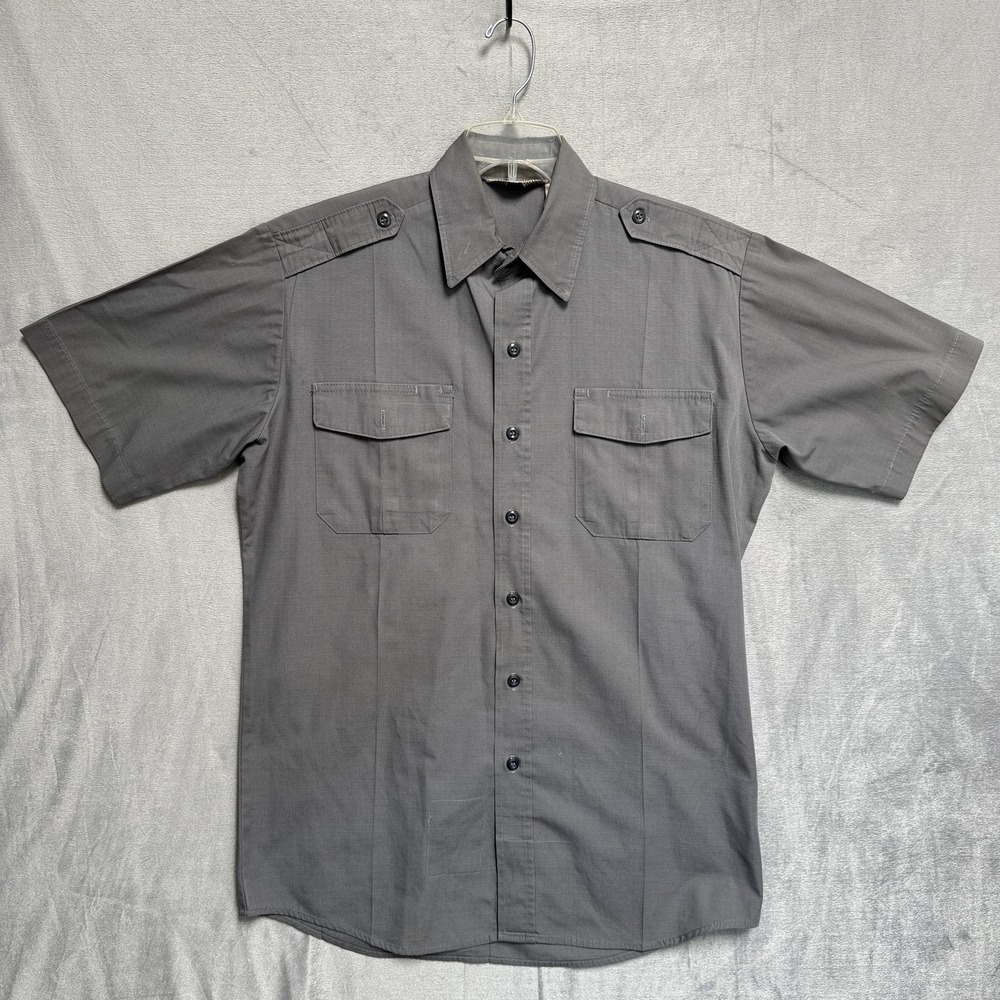 Brigade Quartermasters Shirt Mens Medium Gray Combat Cloth Short Sleeve USA